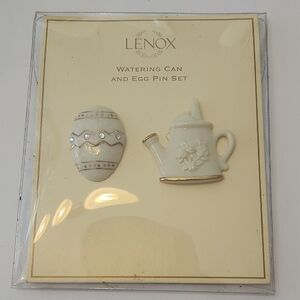 Lenox Cream and Gold Watering Can and Egg Pin Set